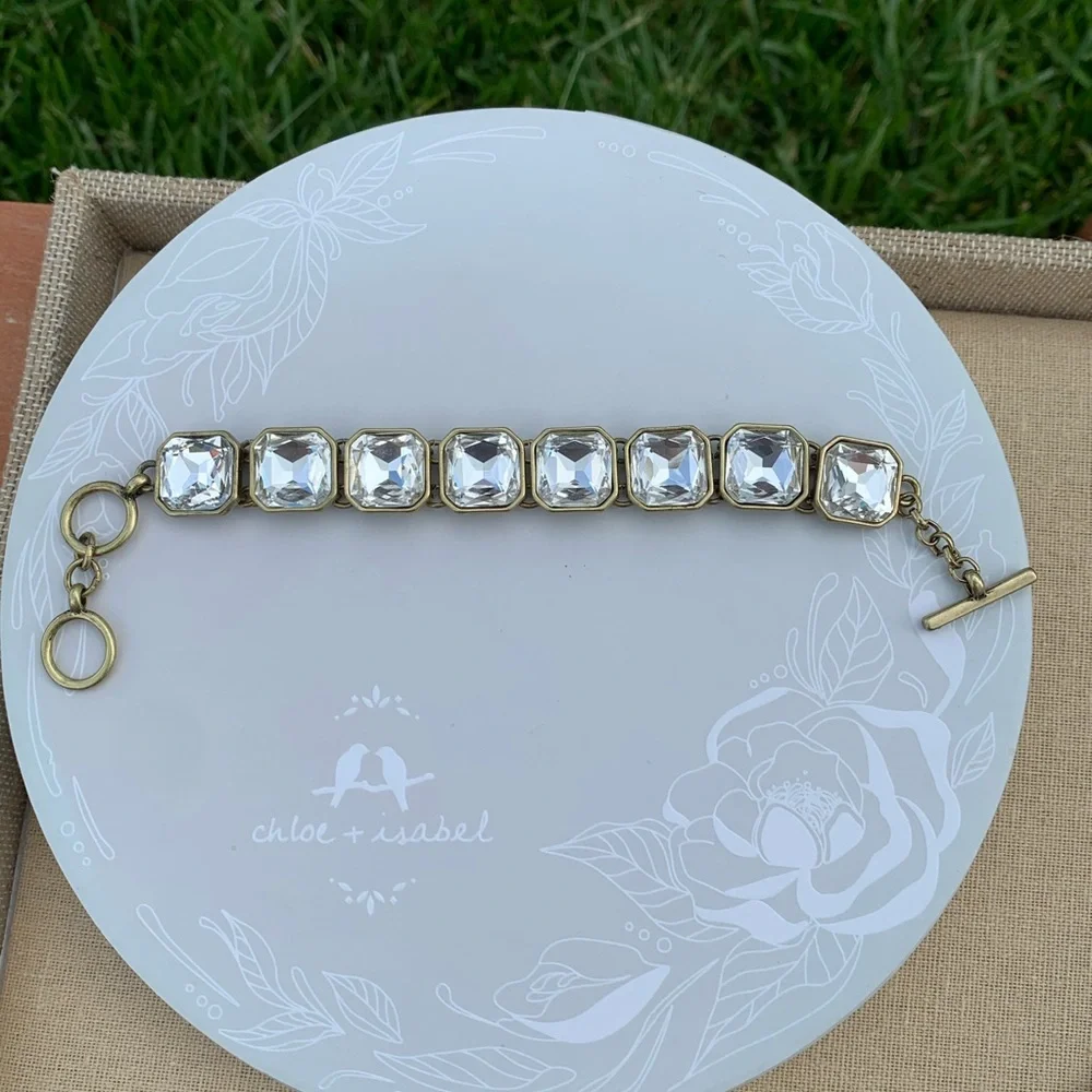 NEW Retro Glam Square-Cut Clear Crystal Bracelet Chloe + Isabel - Picture 2 of 11